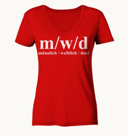 m/w/d - männlich, weiblich, doof - Ladies V-Neck T-Shirt – Bild 3